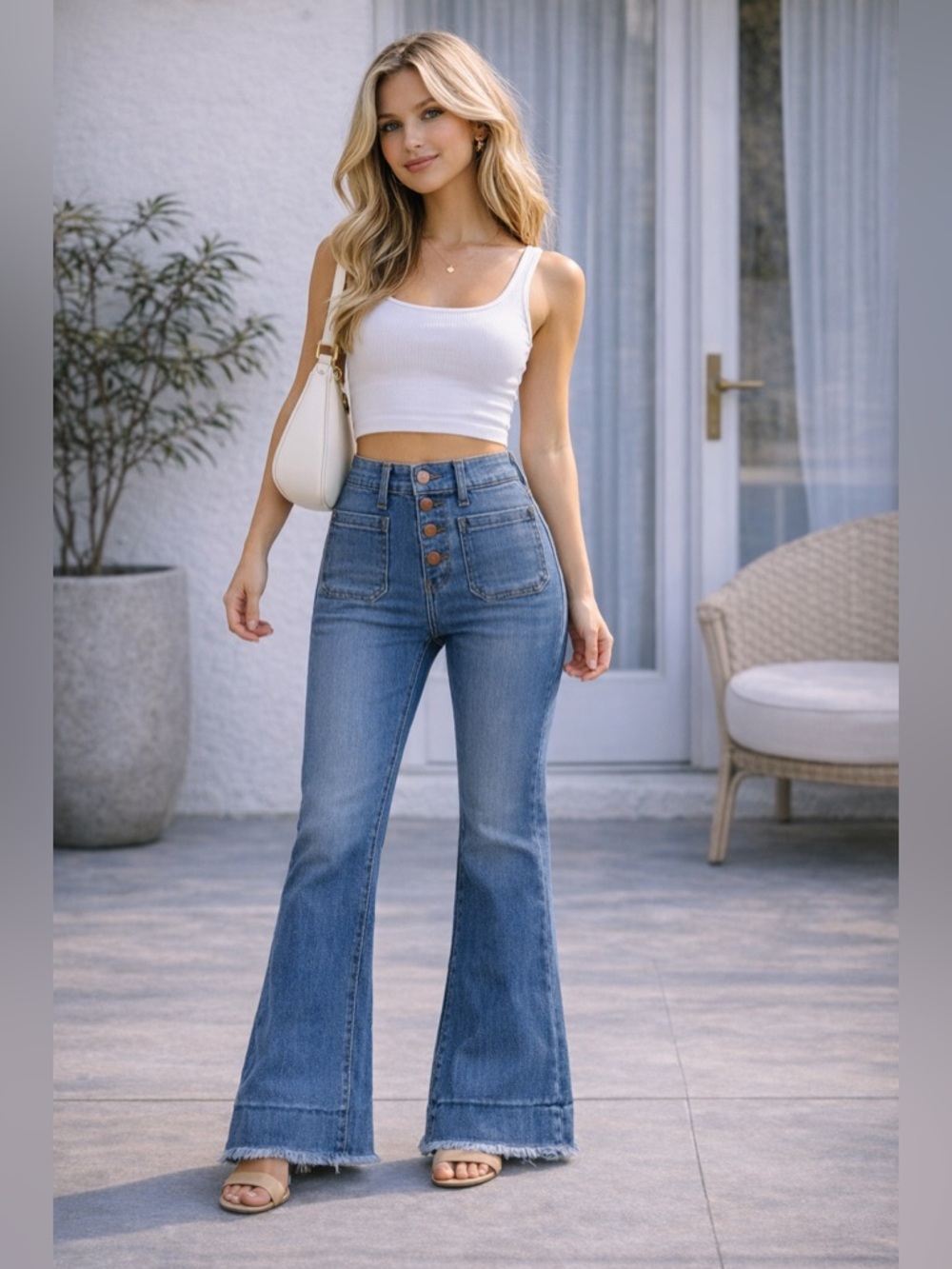 Ei8ht dreams High Rise Button Fly Straight Leg Jeans Dark Wash | Size 27
